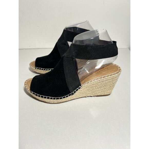 Gentle Souls LN Black Suede Crista Espadrille Wedge Platform Sandal 8.5 - Picture 1 of 9